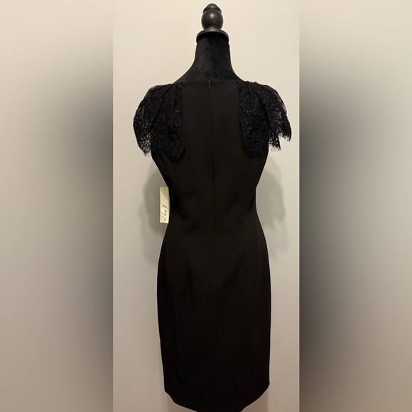 Eliza J Black Dress with Lace Flutter Sleeves Size 10 - Picture 3 of 6